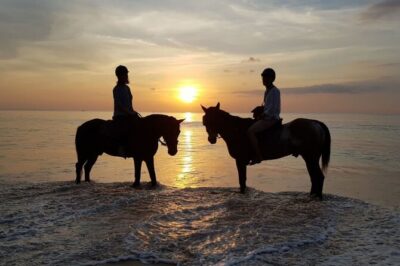 Beach Horse Riding At Sunset In Phuket - Getting set up at Kamala Horse Riding Club